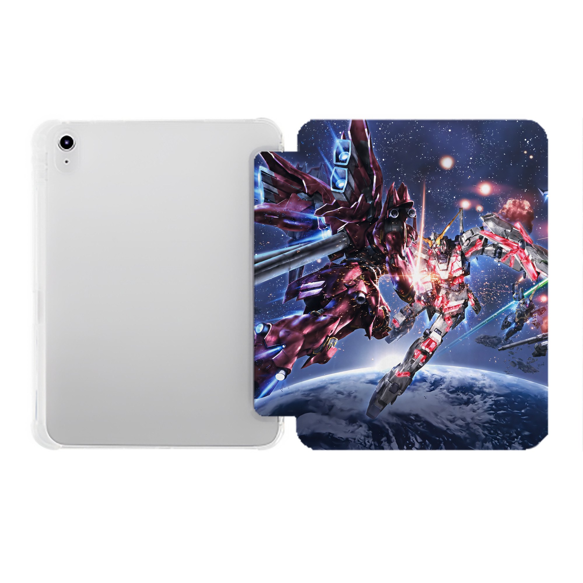 （画像用） 機動戦士ガンダム Mobile Suit Gundam IPad ケース ペン収納付き 三つ折りスタンド PUレザー×シリコン 対応機種9.5/10.5/10.9インチ